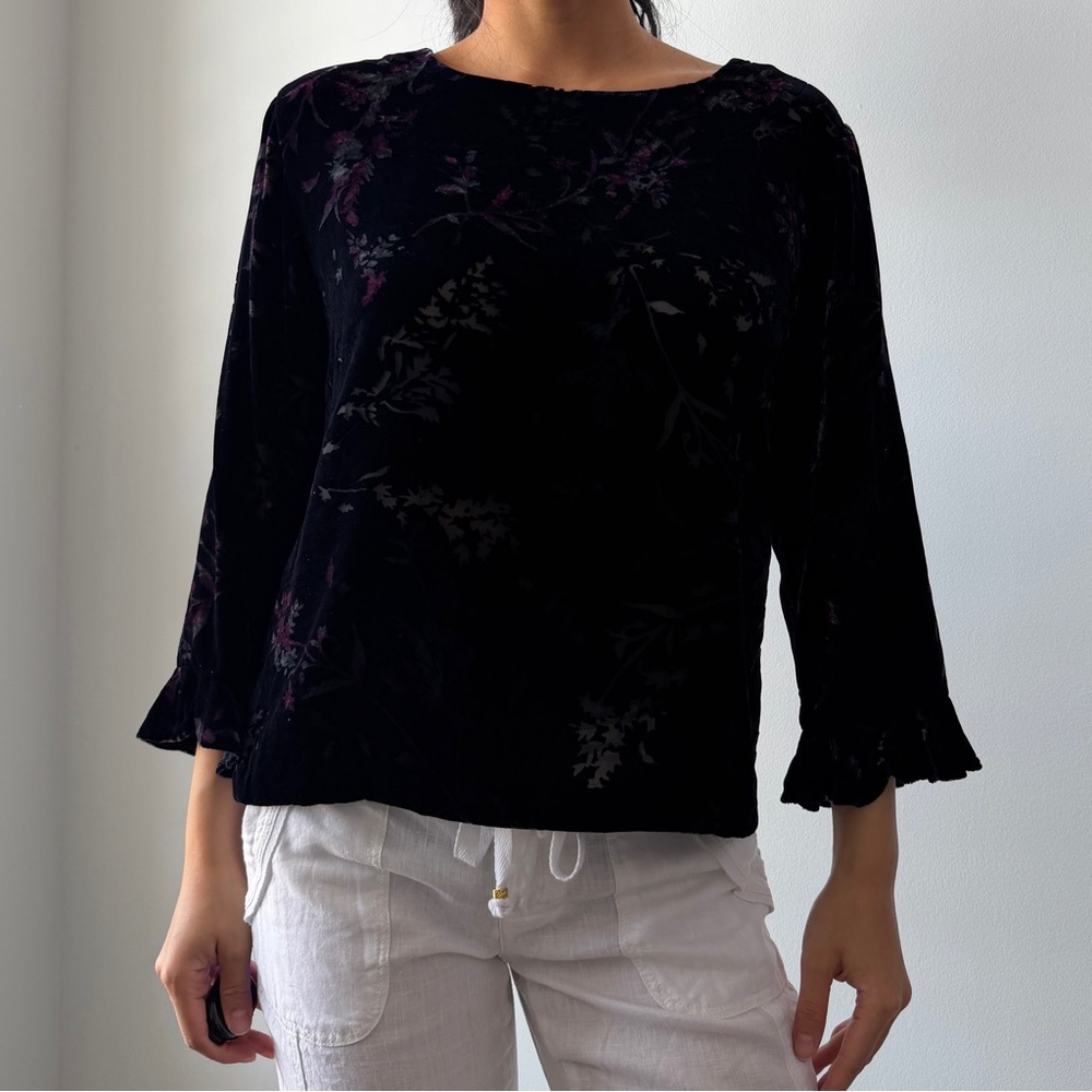 Silk Blend Burnout Velvet Top - Medium